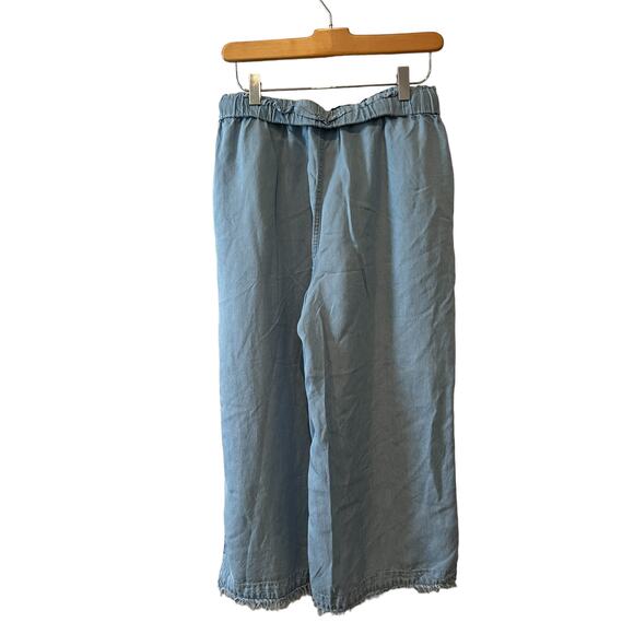 Zac & Rachel Wide Leg Cropped Chambray Pants Blue S - Picture 4 of 5
